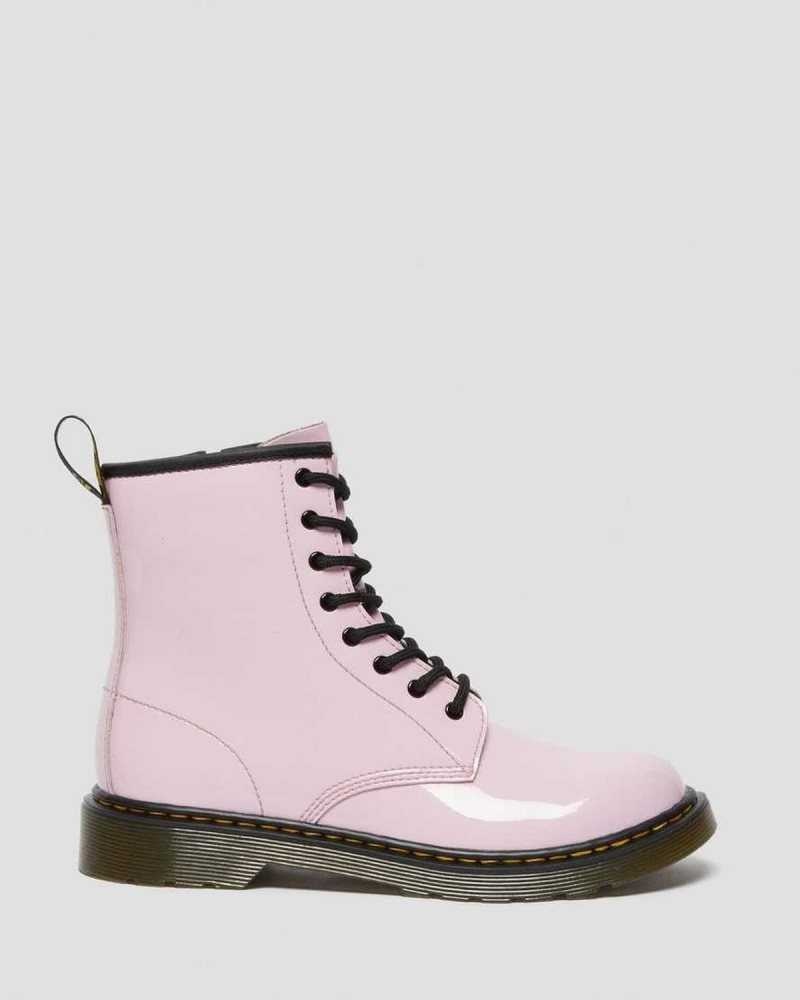 Dr Martens Youth 1460 Patent Leather Lace Up Boots Boots Pink | 39125TIKF