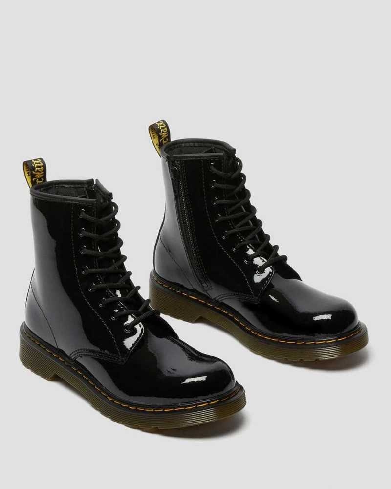 Dr Martens Youth 1460 Patent Leather Lace Up Boots Boots Black | 35269RCKT