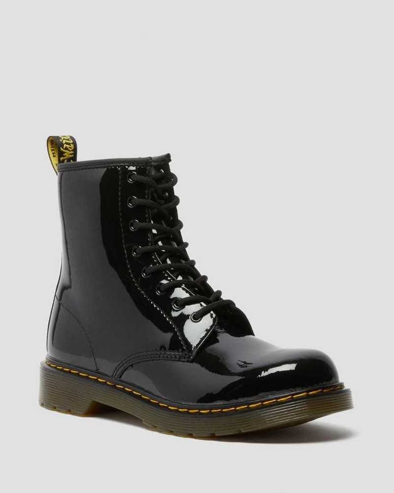 Dr Martens Youth 1460 Patent Leather Lace Up Boots Boots Black | 35269RCKT