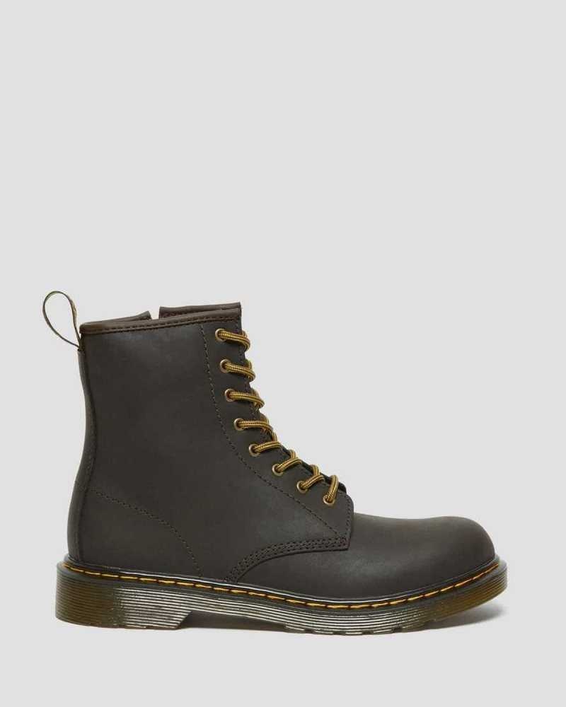 Dr Martens Youth 1460 Wildhorse Leather Lace Up Boots Boots Dark Brown | 25604LKMA